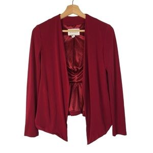 BCBGeneration Red Open Front Drape Lightweight Blazer XXS